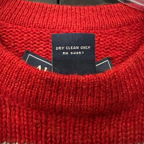 Vintage Abercrombie & Fitch Wool Sweater Mens Size M Red Navy Stripe Crewneck - Picture 6 of 6